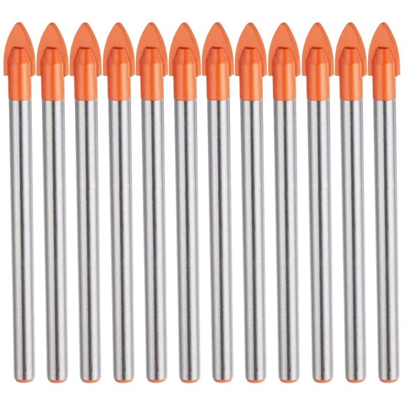 Sollbry - 10 brocas para baldosas de vidrio de 6 mm, punta de 6 mm para materiales duros y frágiles, para perforar baldosas, vidrio, cerámica,