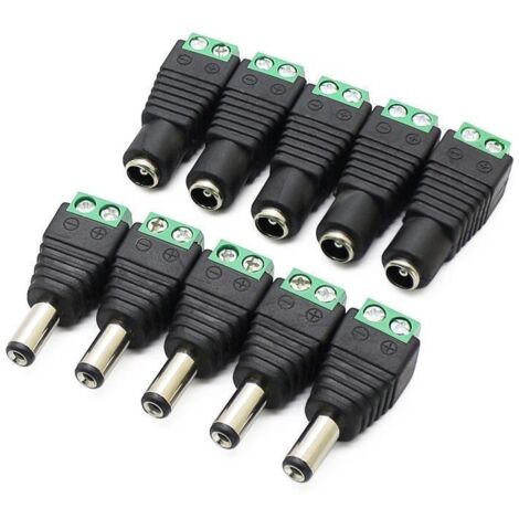 Sollbry 10 conectores de alimentación de CC macho/hembra de 12 V, adaptadores de enchufe para cámara CCTV, DVR, sistema de seguridad, enchufe de luz LED.