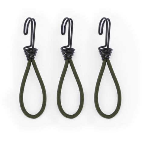 Sollbry 10 cuerdas elásticas con ganchos, 15 cm, para lonas, tensores de fijación para lonas, tiendas de campaña, pósteres, redes y camping (verde)