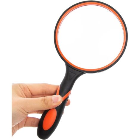 Sollbry 10-fache Handleselupe mit Reinigungstuch – 50-mm-Vergrößerungslinse mit rutschfestem, weichem Griff für ältere Menschen, zum Lesen von Büchern, Zeitungen und zum Erkunden der natürlichen Hobby