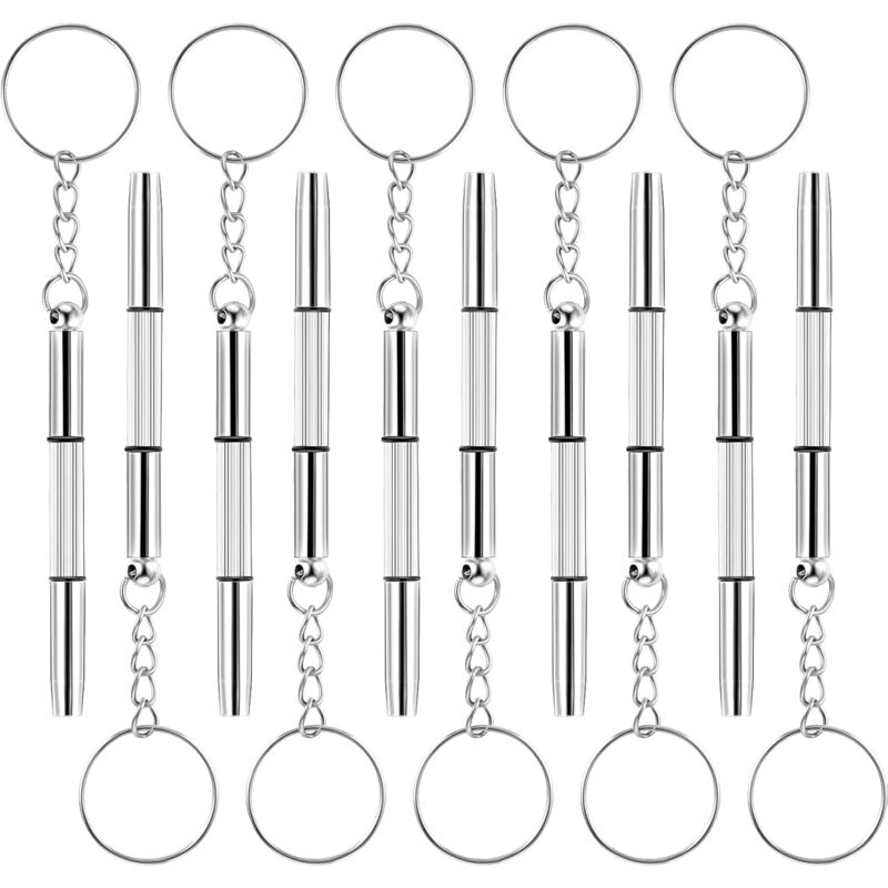 Image of Sollbry 10 pezzi Cacciavite in acciaio inossidabile 3 in 1 Mini cacciavite Portachiavi Portachiavi Cacciavite portatile Cacciavite per riparare