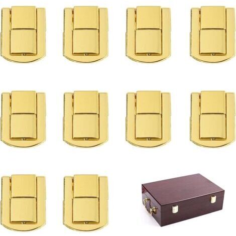 Sollbry 10 Pièces Fermeture à Levier, Loquets de Boîte à Bijoux Fermoir avec 40 Vis Loquet Boîtes Petite Boîtes à Bijoux Loquets à Fermoir à Bascule pour Valise, Tiroir, Boîte de Montre, Boîte à Cigar