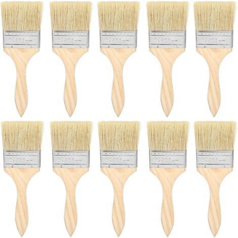 Sollbry 10 Pièces Pinceaux à Puce Pinceaux 2.5in Laine Artificielle avec Manche en Bois Maison Pinceau Ensemble Ensemble de brosses à Peindre pour Peinture Colles Vernis
