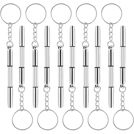 Sollbry 10 piezas de destornillador de acero inoxidable 3 en 1, mini destornillador, llavero, destornillador portátil, destornillador para reparar gafas, destornillador de precisión 3 en 1, adecuado p