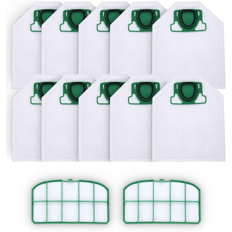 10 sacs d'aspirateur avec 2 filtres hepa pour Vorwerk Kobold VK200 FP200, micro polaire 5 couches de qualité supérieure pour les personnes