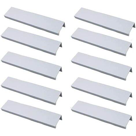 Sollbry 10 tiradores para armario, para cajones, armarios, cajones y armarios de cocina, distancia entre agujeros: 96 mm, plateados.