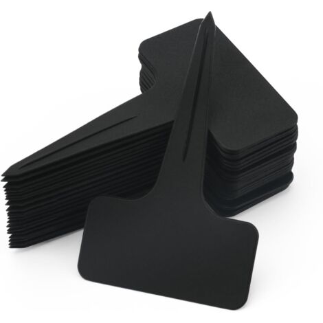 Sollbry 100 etiquetas gruesas para plantas, etiquetas de plástico para jardín, etiquetas reutilizables para plántulas, etiquetas negras para huerto al aire libre