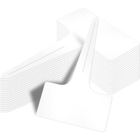Sollbry 100 etiquetas para plantas tipo T, de plástico grueso e impermeable, para viveros, 6 x 10 cm (blancas)