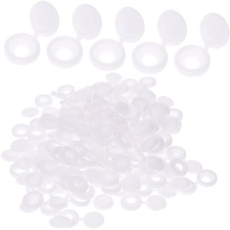 Sollbry 100 Pièces Cache Vis Décoratifs Blancs Capuchons à Charnières Faciles à Installer Protection Antirouille pour Vis et Décoration Meubles