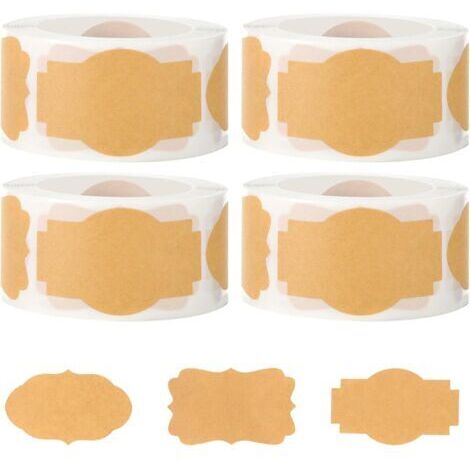 Sollbry 1000 Pièces Étiquettes Confiture, 3 Styles Autocollants de Pot Autocollant D'étiquette de Fruits Inscriptible pour Bouteilles de Confiture Travaux Manuels Emballages Cadeaux (4 Rouleaux)