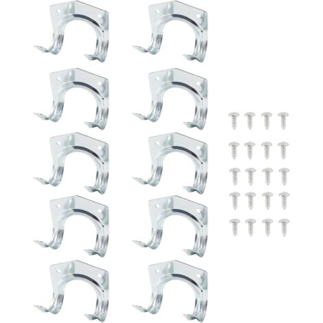 Sollbry 10er-Pack silberne Aufbewahrungshaken aus Metall für die Garage, praktische Wandmontagehaken mit Schrauben für Gartengeräte, Fahrräder, Leitern