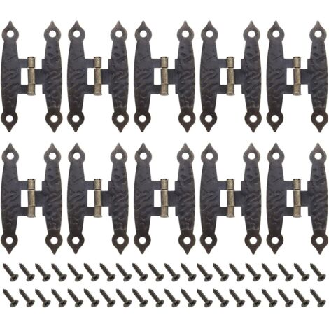 Sollbry 10er-Pack Vintage-Metallscharniere mit Schrauben, antike H-förmige Scharniere, Möbelzubehör für Schränke, Schmuckschatullen, Holzkisten, Bronze