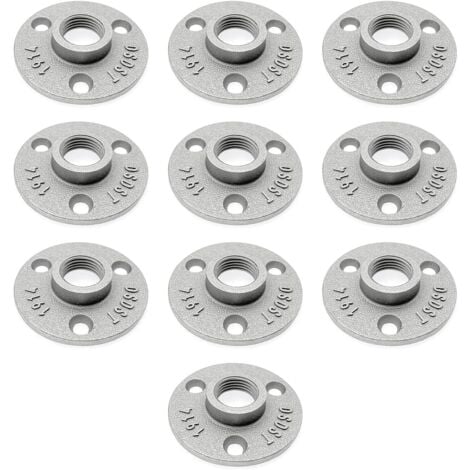Sollbry 10x Aluminum Alloy Threaded Floor Flange 1/2 Inch for 15mm Pipe Thread, Metal Pipe Floor Flange, Pipe Shelf Bracket Wall Flange 1/2", Pipe Fittings with Threaded Hole