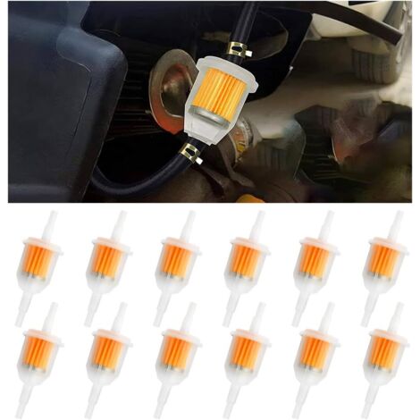 Sollbry 12 filtros de combustible para motocicleta, filtro de combustible de motor en línea, filtro de combustible universal para motocicleta con imanes, para motocicleta, scooter, generador, cortador