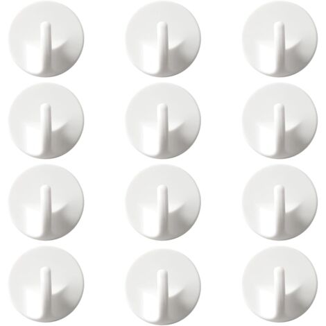 Sollbry 12 ganchos adhesivos de plástico blanco, ganchos de pared extraíbles, ganchos autoadhesivos, ganchos de almacenamiento sin perforaciones, adecuados para colgar sombreros, bufandas y