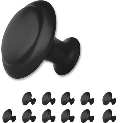 Sollbry 12 schwarze Küchenschrank-Schubladenknöpfe, Küchenschrank- und Schubladenknöpfe, moderne Schubladengriffe und -knöpfe