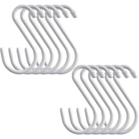 Sollbry 12er-Pack 16 x 8,5 cm robuste S-Haken mit Vinylbeschichtung, S-Haken mit schwarzer Gummibeschichtung, rutschfeste S-Hakenaufhänger aus Metall für Schrank, Garten, Garage, Küche, zum Aufhängen