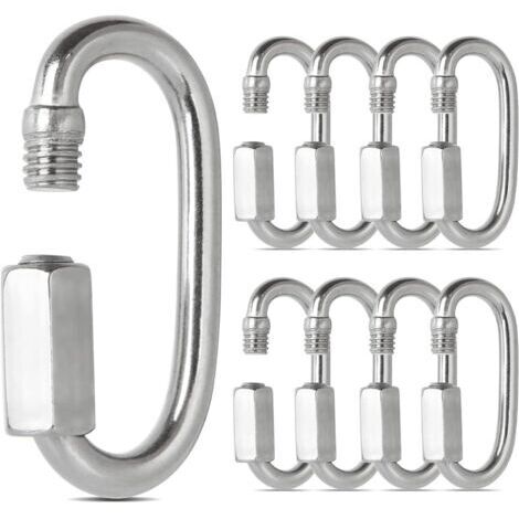 Sollbry 16 PCS Maillon Rapide Inox M4 Mousquetons à Verrouillage 304 Forme de D, Mini Mousqueton a Vis Pour Accessoires de Randonnée, Camping, Extérieur et Intérieur