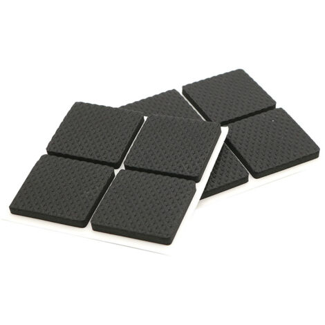 Sollbry 16Pcs Patin Antiderapant Caoutchouc Tampon Caoutchouc Adhesif Patin Feutre Adhésif Patin de Meubles Adhésif pour la Protection des Carreaux, Tables, Planchers de Bois 3.8 x 3.8cm (Noir)