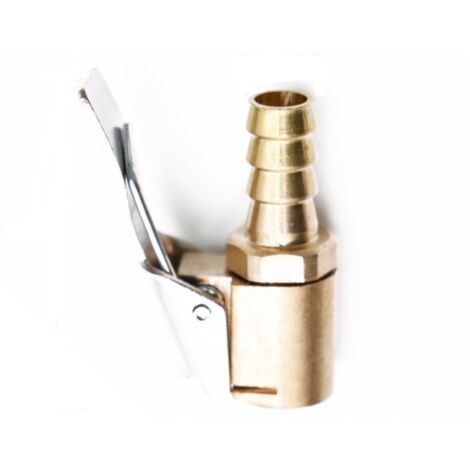 Sollbry 2 boquillas de inflado para neumáticos de coche, con clip, adaptador de conector de abrazadera para válvula de inflado, para válvulas de neumáticos, latón, 8 mm