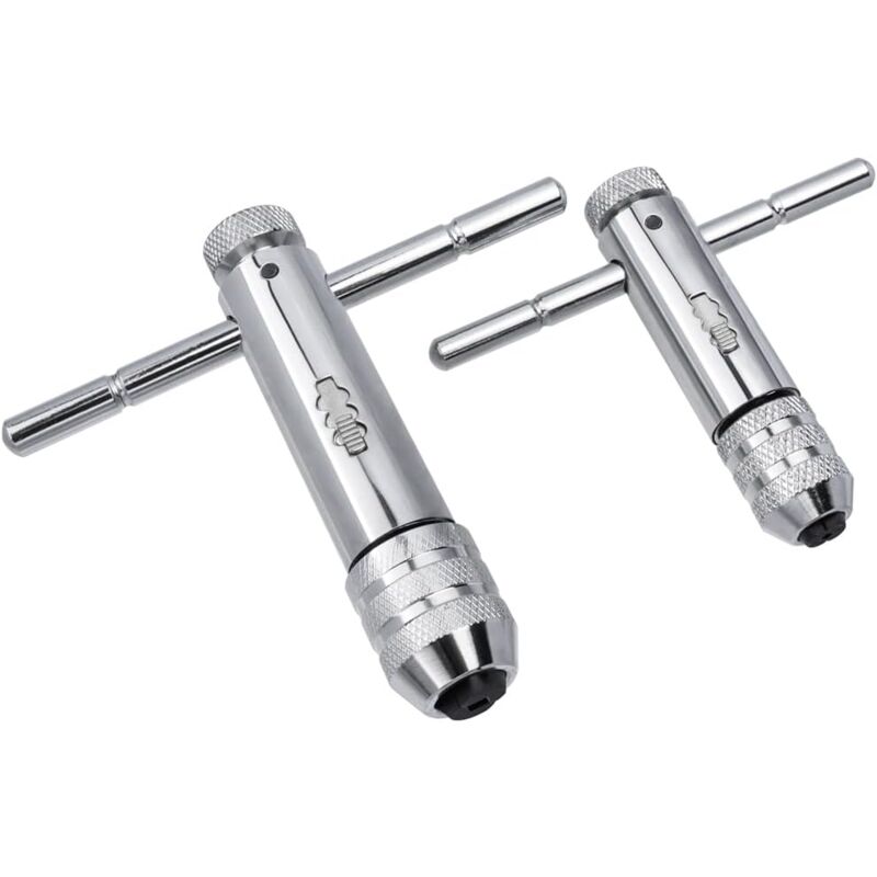 Sollbry 2 Clé à Taraud Clé Taraudage à T Poignée Coulissante Alésoir à Tarauder Réglable, Porte-Taraud Robinet Clé à Cliquet Réversible Taraudage