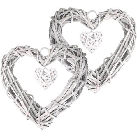 Sollbry 2 coronas colgantes de ratán con forma de corazón, decorativas para el hogar.