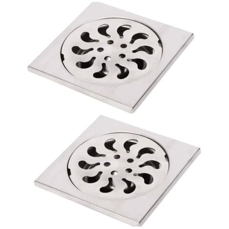 Sollbry 2 desagües de suelo de acero inoxidable, antiolor, cuadrados, para baño, ducha, 90 x 90 x 30 mm