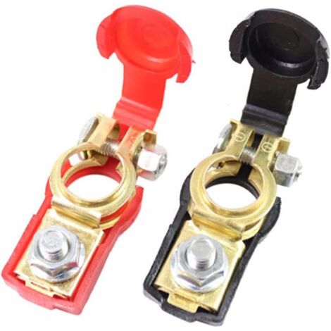 Sollbry 2 Pcs Connecteurs de Borne de Batterie de Voiture Bornes de Batterie à Libération Rapide Clamp de Batterie Positif & Négatif pour Bateau Camion Voiture Rouge Noir