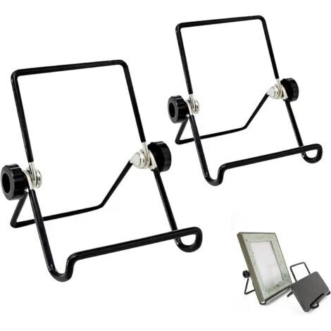 Sollbry 2 PCS Pliable Stand Support Photo Cadre Porte Assiette Decorative Chevalet Tablette Pliable Réglable Petit Chevalet Assiette Support de Présentoirs en Métal pour Photos Livres Assiettes Albums