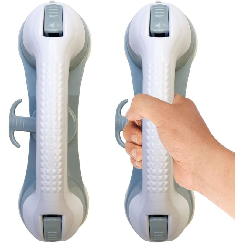 Sollbry - 2 pcs Poignée de Douche Poignée de Baignoire,avec 3 Ventouse Mobiles Barres D'appui de Salle de Bain,Poignée ventouse,Sans Perçage,Barres