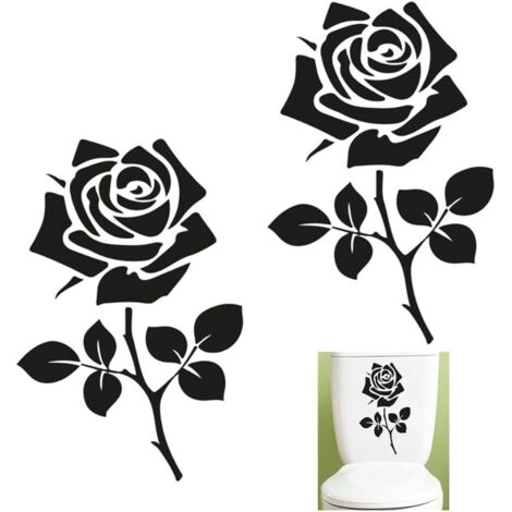 Sollbry 2 pegatinas de flores para inodoro, pegatinas de flores para inodoro, arte de pared, extraíbles, para decoración de baño y habitación, prácticas y populares.