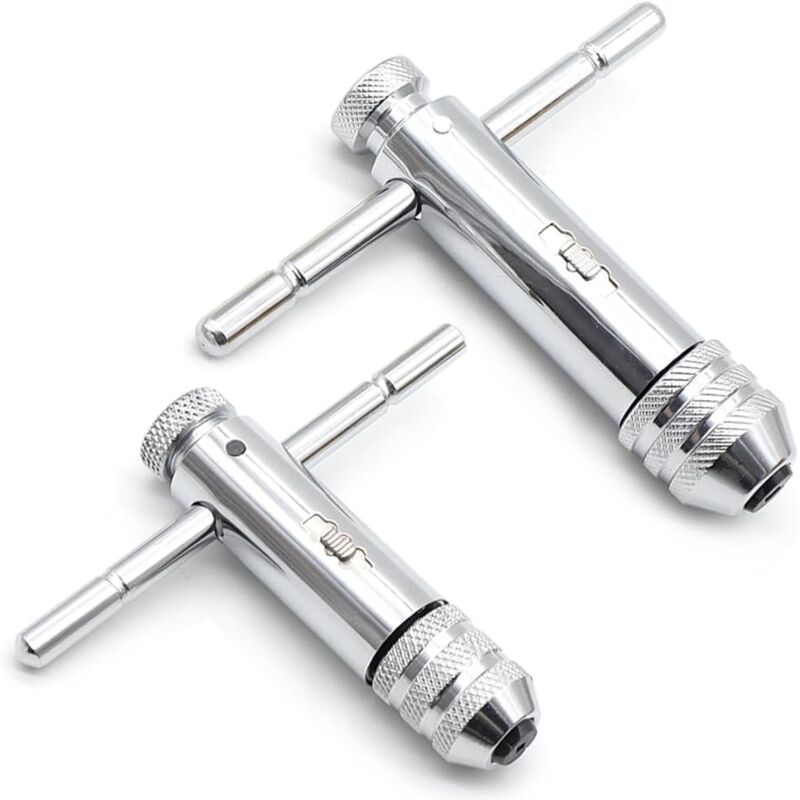 2 Pièce Clé à Taraud, Réglable Tarauds Clé M3-M8 & M5-M12 Clé à Tarauds à Main, Cliquet à Poignée en t pour Jeu de Tarauds et Filières - Sollbry