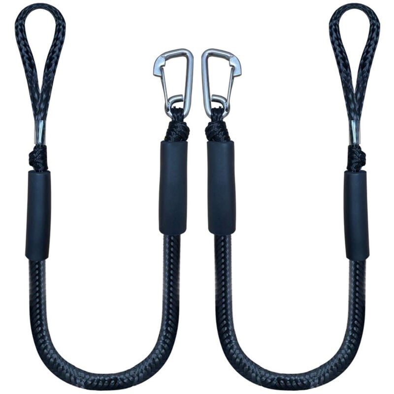 2 Pièces Corde Bateau de Ø16mm, Corde d'amarrage avec Boucle et Clip en Acier Inoxydable 304, Élastique 122-168 cm, Résistance à la Rupture 1000 kg