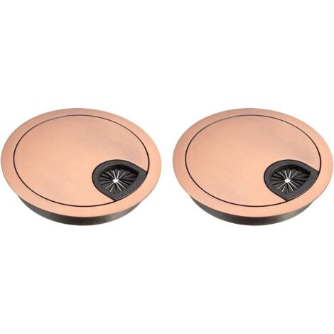 Sollbry 2 Pièces Couvercle du Trou du Câble Passe Câbles Ronds Alliage de Zinc Oeillet de Couvercle de Trou de Câble pour Bureau, Table & Plan de Travail, Diamètre 50 mm, Hauteur 15 mm, Argent
