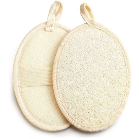 Sollbry 2 Pièces Eponge Loofah, Lavable Éponges en Luffa Naturel, Reutilisable Gants de Gommage Naturels en Loofah, Éponge Exfoliante en Luffa Naturel pour Spa, Cuisine, Visage Corps, le Bain