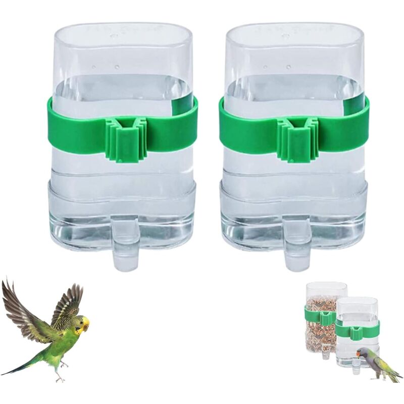 2 Pièces Mangeoire à Oiseaux, Accessoires pour Cage à Oiseaux, Mangeoire Transparente, Oiseaux Mangeoires Eau Automatique, pour Oiseaux, Perroquets