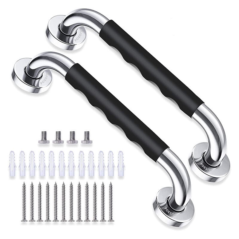Sollbry - 2 Pièces Poignée de Baignoire, 33.5 cm Antidérapante Barre d'appui de Salle de Bain, Barre d'Appui en Acier Inox Murale Poignée de Douche