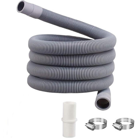Sollbry 2 pieces Tuyau de Machine à Laver, Flexible D'évacuation Universel, Compris Support et Colliers de Serrage, Rallonge de Tuyau de Vidange pour Tuyau, pour Machine à laver et lave-Vaisselle (2M)