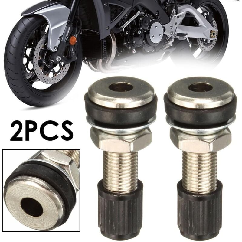 2 piezas de vástagos de válvulas y tapas antipolvo para neumáticos de motocicleta y automóvil - Sollbry