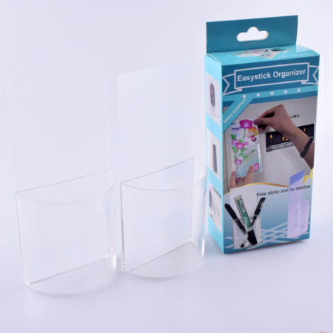 Sollbry 2 soportes de pared para control remoto, organizador de medios acrílico, transparente, sin perforaciones, para dormitorio y mesita de noche, 163 x 90 x 40 mm.