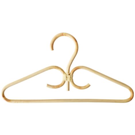 Sollbry 2 Stück Rattan-Kleiderbügel, handgewebt, natürliches Rattan, 3 Haken, Kleiderbügel für Kleider, Bekleidungsgeschäft, Dekoration, 40 x 20 cm