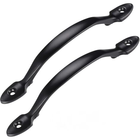 Sollbry 2 tiradores de puerta negros con tornillos, de acero inoxidable, para interiores, de armarios, de cobertizos, de garaje y de madera para jardín.