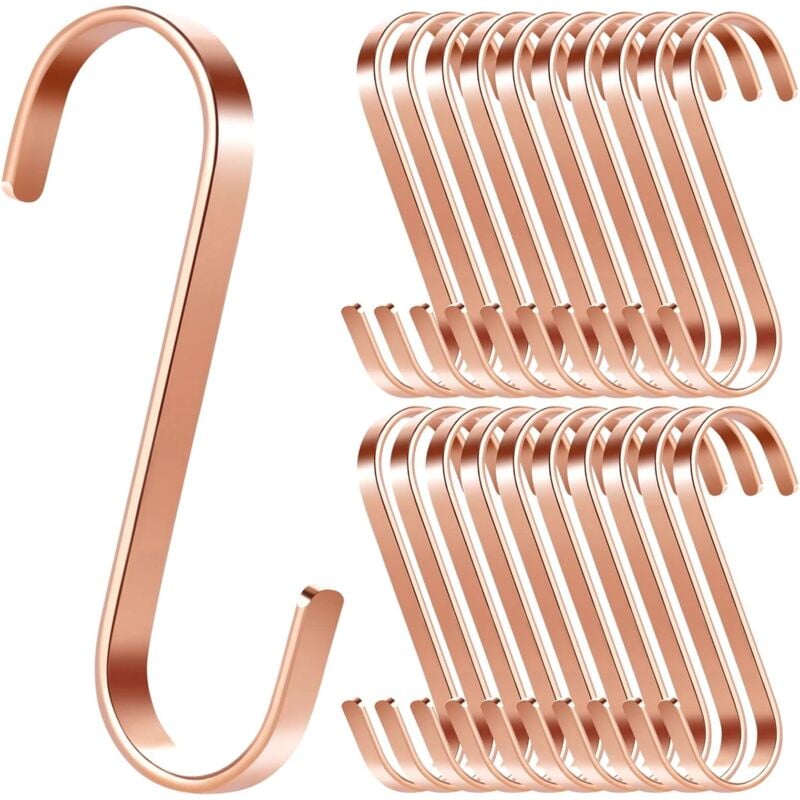 Sollbry - 20 Crochets de Suspension Plats en Forme de S,Multifonction Métal Crochets pour Suspendre Ustensiles de Cuisine,Vêtements,Plantes,Outils de