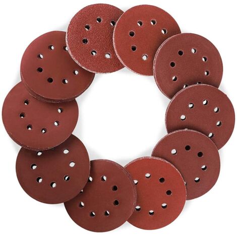 Sollbry 20 discos de lijado de 5 pulgadas y 8 agujeros, almohadillas para lijadora orbital aleatoria, papel de lija con velcro (rojo)
