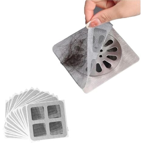 Sollbry 20 Pack Disposable Hair Catcher Adhesive Filters for Drains, Shower and Bathtub Hair Filter, Drain Protection Sink Filter Self-Adhesive Filters White