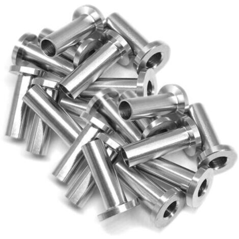 Sollbry 20 Pcs Manchons de Protection en Acier Inoxydable pour Garde-corps de Câble 3/16 Pouce Poteaux en Bois, Balustrade de Bricolage