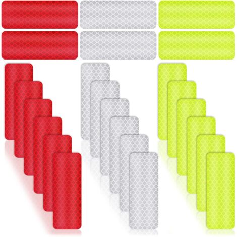 Sollbry 24 Pièces Bande Reflechissante Autocollante, Autocollants Réfléchissants d'Avertissement, Bande d'Avertissement Sécurité, 3x8 cm/1,18 x 3,25 Pouces