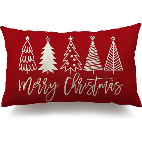 Sollbry 2er-Pack Weihnachtskissenbezüge, 30,5 x 50,8 cm, Bauernhaus-Weihnachtsdekoration, Weihnachtsbaum-Kissenbezüge für Sofa und Zuhause