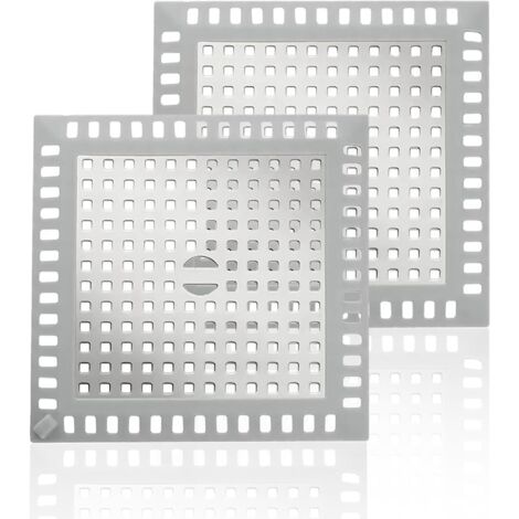 Sollbry 2er-Set Dusch-Haarfänger, Abflussschutz für Waschbeckenfilter, quadratische Gitter für Duschabfluss aus Edelstahl, universeller Haarfilter für Badezimmer, Badewanne, Küche (Silber)