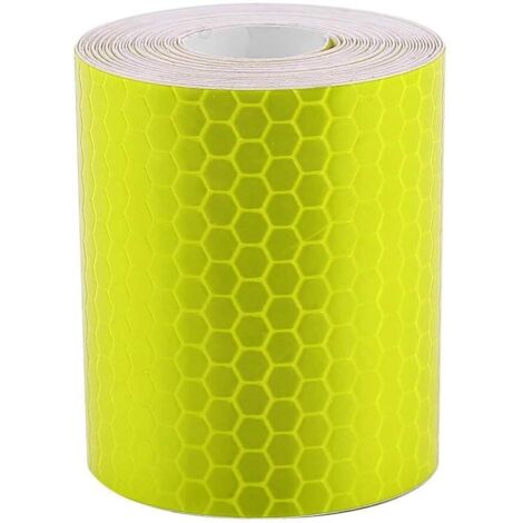 Sollbry 2Pcs 5cm x 3m Ruban D'avertissement Réfléchissant, Ruban réfléchissant Autocollant Auto-adhésif Haute visibilité pour véhicules Voitures Remorques Vélos Casques (Jaune)